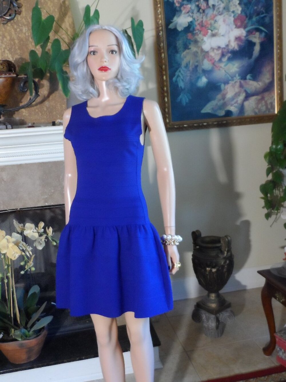 New Maje Cobalt Royal Blue Sleeveless Knit Fit & Flare Dress Size 1 - US Small